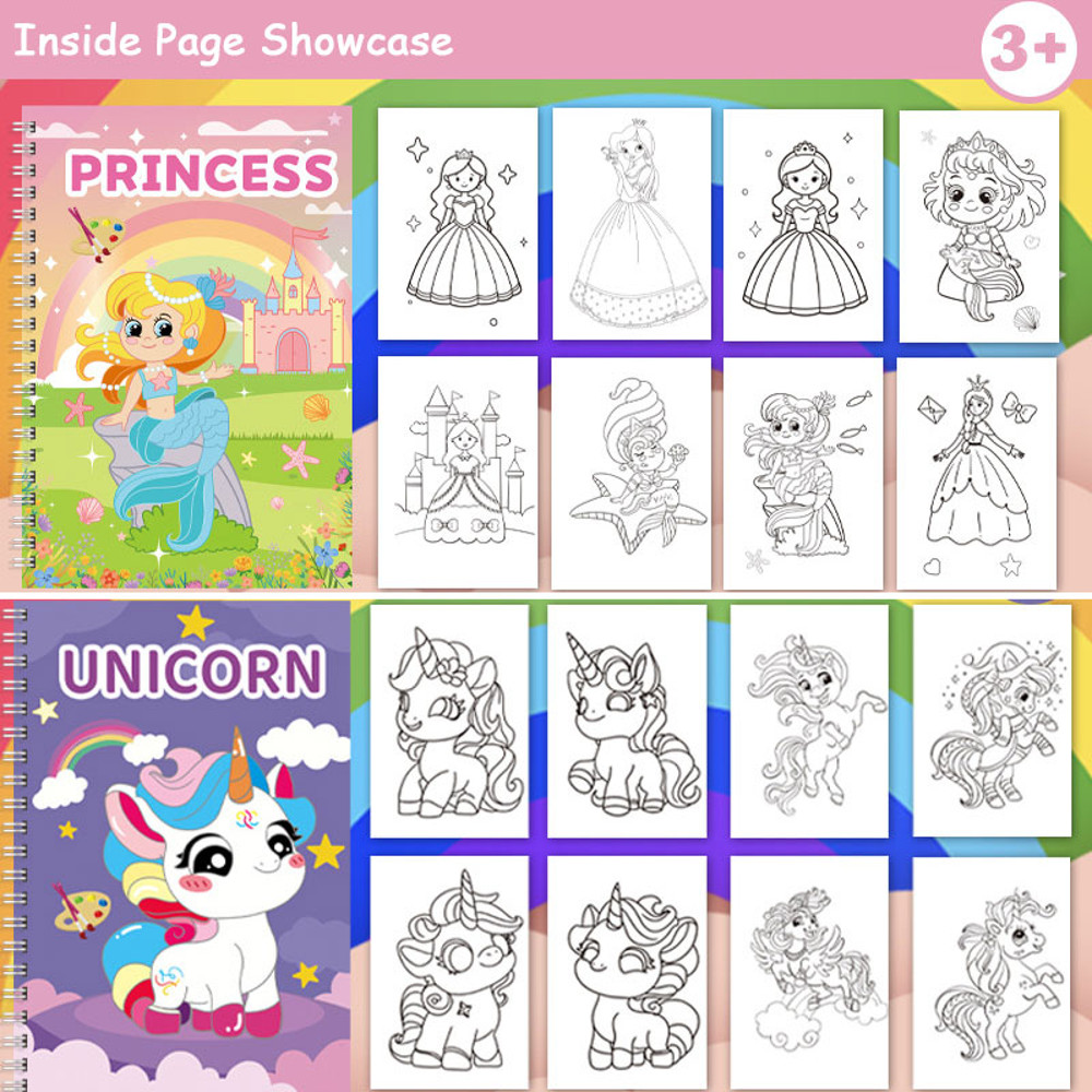 Montessori Kids Watercolor Coloring Book All In One Art Set Creative Educational Gift Built In Pain 1