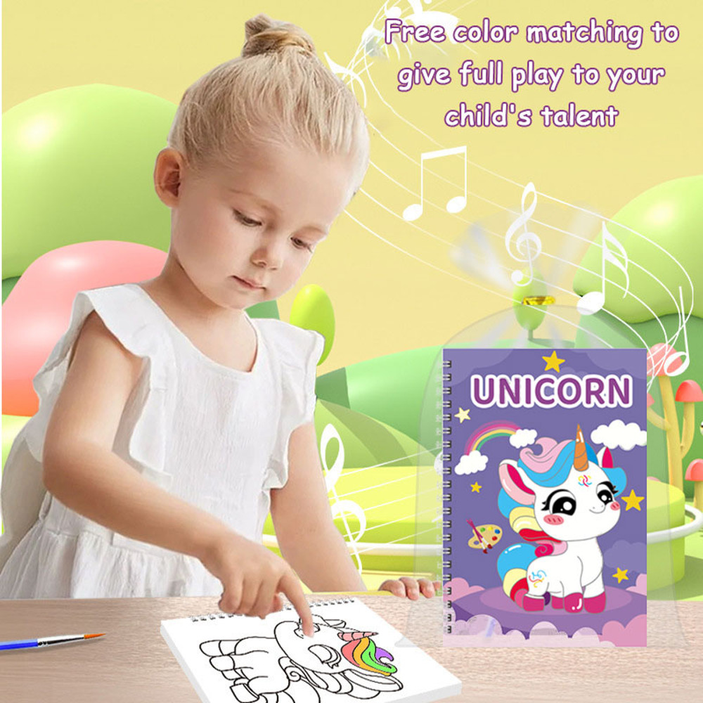 Montessori Kids Watercolor Coloring Book All In One Art Set Creative Educational Gift Built In Pain 4