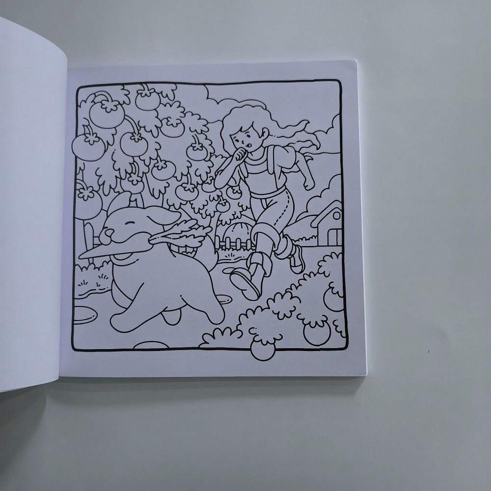 Simple Joys Stress Relief Coloring Book, Cute Girl And Her Pets Drawing Book, Perfect Gift for Party, Birthday