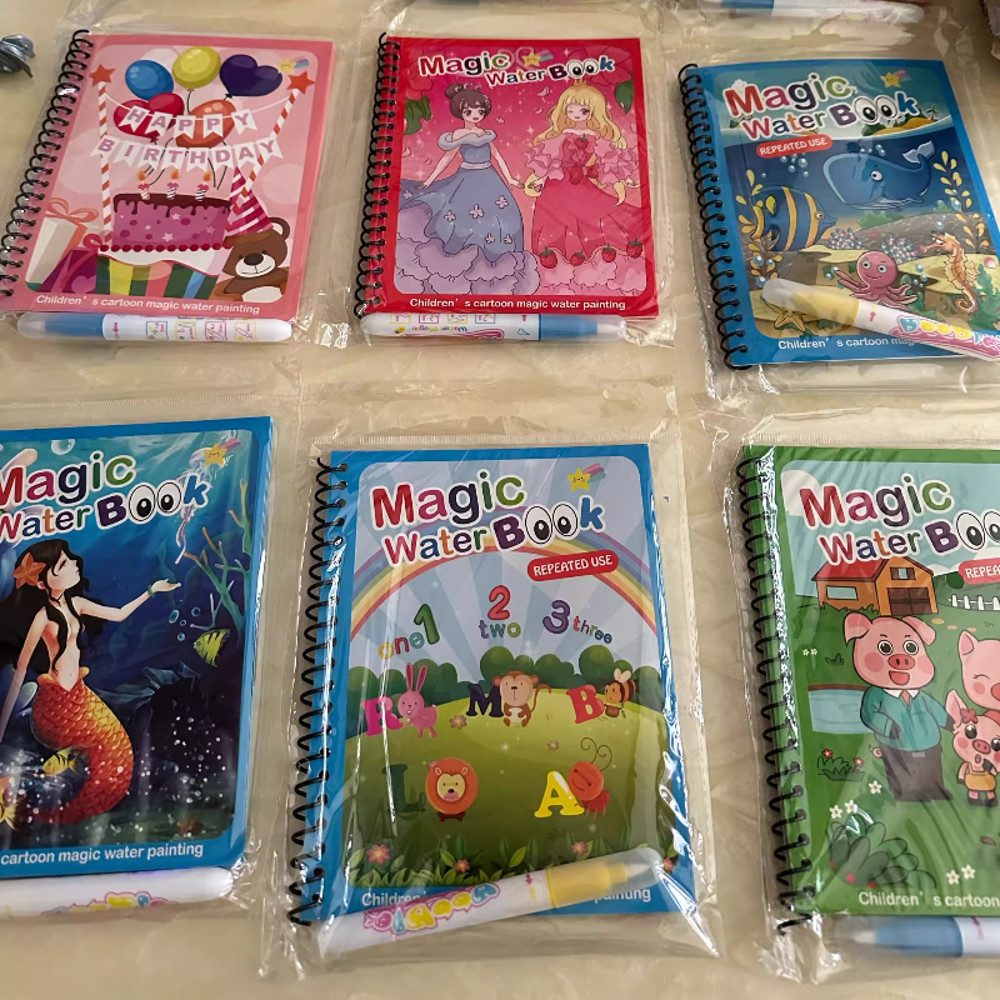 Creative Kids Water Drawing Book, Reusable Design, Portable Travel Toy, Holiday Christmas Gift