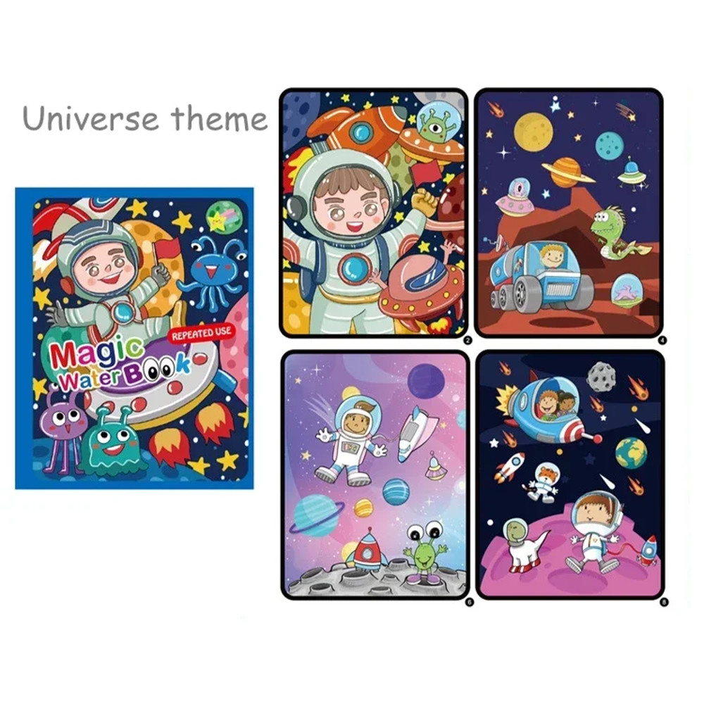 Creative Kids Water Drawing Book, Reusable Design, Portable Travel Toy, Holiday Christmas Gift