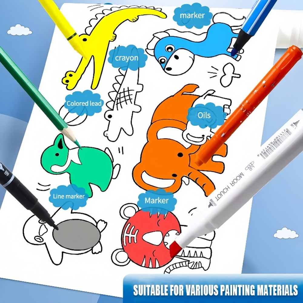 Children Montessori Toys DIY Self Adhesive Drawing Roll Kids Learning Paint Coloring Scroll For Ear 2