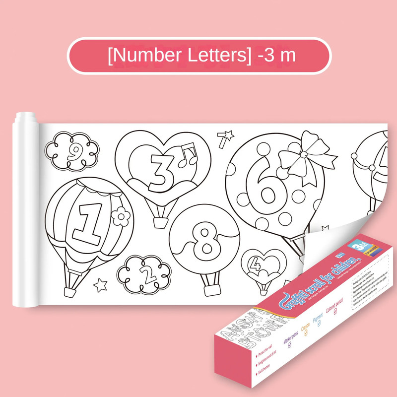 Children Montessori Toys DIY Self Adhesive Drawing Roll Kids Learning Paint Coloring Scroll For Ear 6