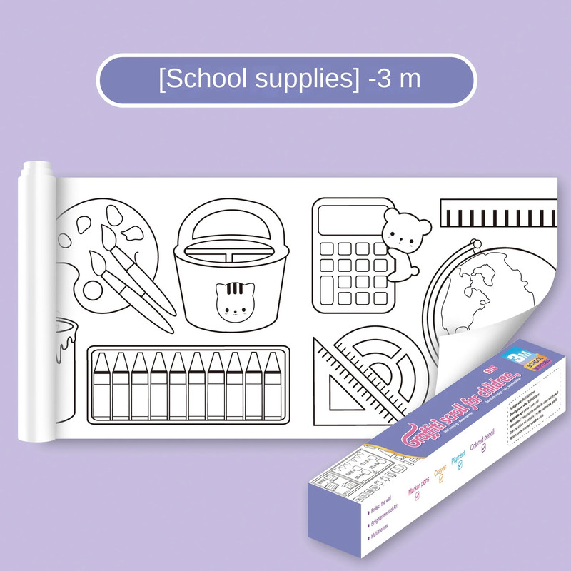 Children Montessori Toys DIY Self Adhesive Drawing Roll Kids Learning Paint Coloring Scroll For Ear 7
