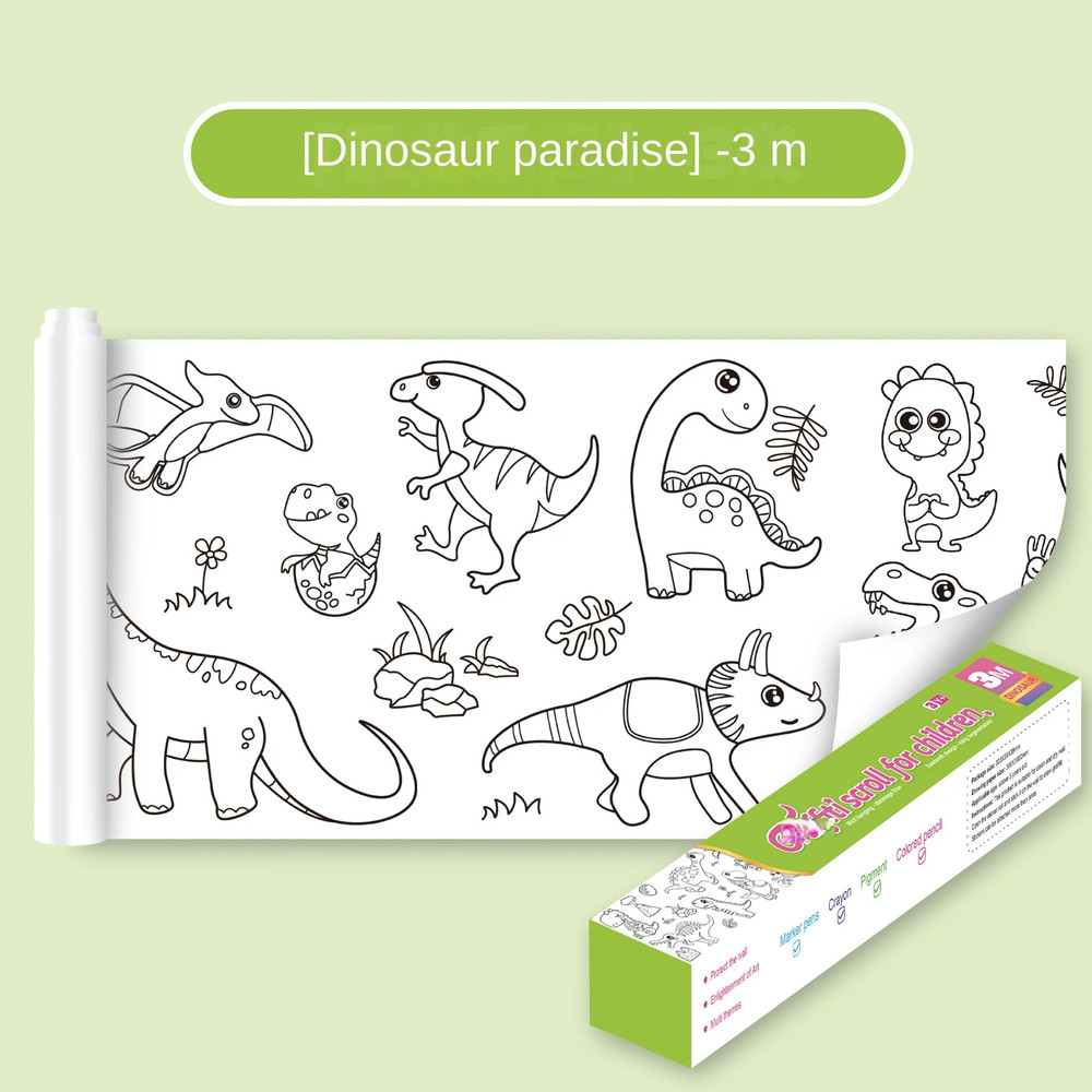 Children Montessori Toys DIY Self Adhesive Drawing Roll Kids Learning Paint Coloring Scroll For Ear 11