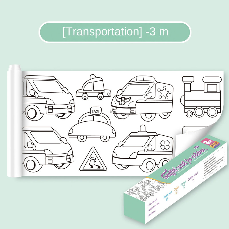 Children Montessori Toys DIY Self Adhesive Drawing Roll Kids Learning Paint Coloring Scroll For Ear 12