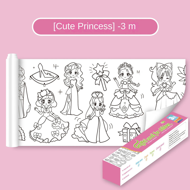 Children Montessori Toys DIY Self Adhesive Drawing Roll Kids Learning Paint Coloring Scroll For Ear 15