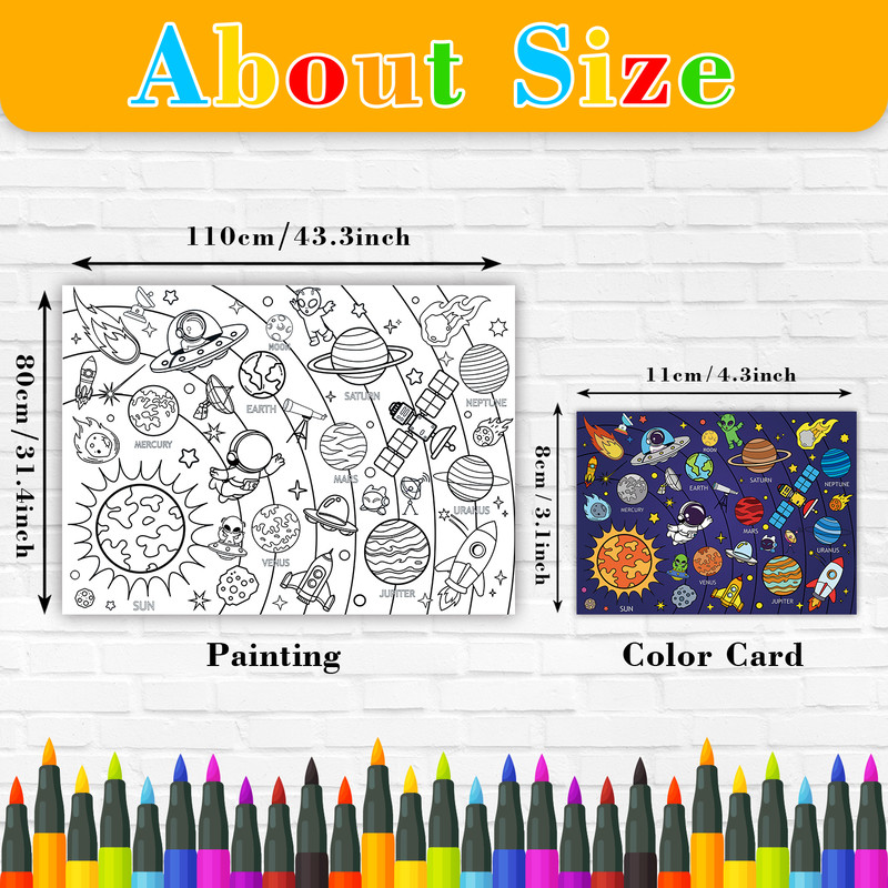 Big Children Drawing Paper, DIY Space Sticky Coloring Paper, Large Coloring Tablecloth for Kids