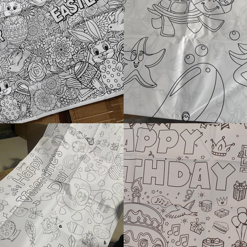 Big Children Drawing Paper, DIY Space Sticky Coloring Paper, Large Coloring Tablecloth for Kids