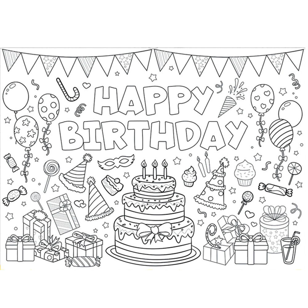 Space Birthday Party Supplies, Coloring Tablecloth for Kids, Birthday Coloring Poster, Drawing Books for Boys and Girls
