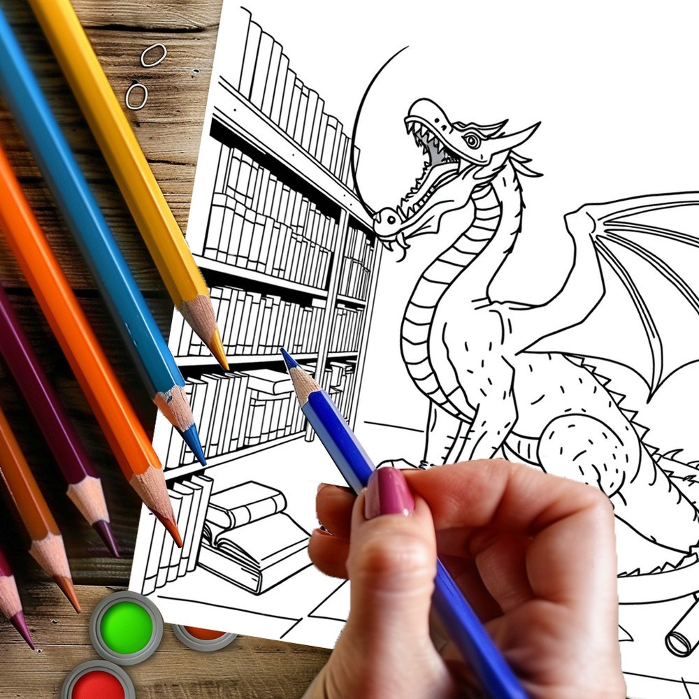 Original Medieval Castles Coloring Book for Adults, Dragons and Fantasy Colouring Book, Christmas Drawing Supplies Gift