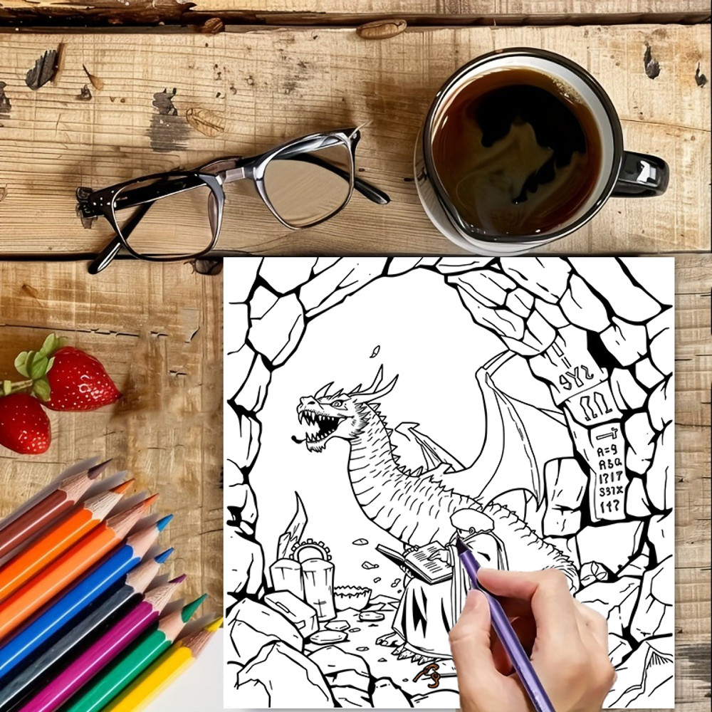 Original Medieval Castles Coloring Book for Adults, Dragons and Fantasy Colouring Book, Christmas Drawing Supplies Gift