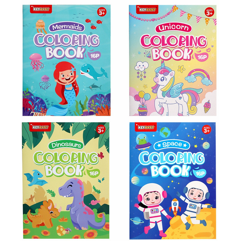 Magical Kids Coloring Book, Mermaid, Dinosaur, Unicorn Themes, Educational Drawing Toys, Gift for Boys and Girls