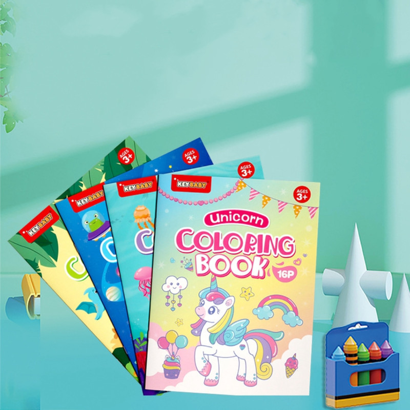 Magical Kids Coloring Book, Mermaid, Dinosaur, Unicorn Themes, Educational Drawing Toys, Gift for Boys and Girls