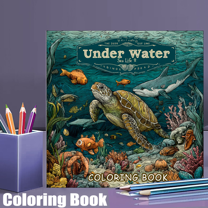 Original Underwater Sea Life Coloring Book for Adult, Colouring Book for Stress Relief, Drawing Supplies for Christmas