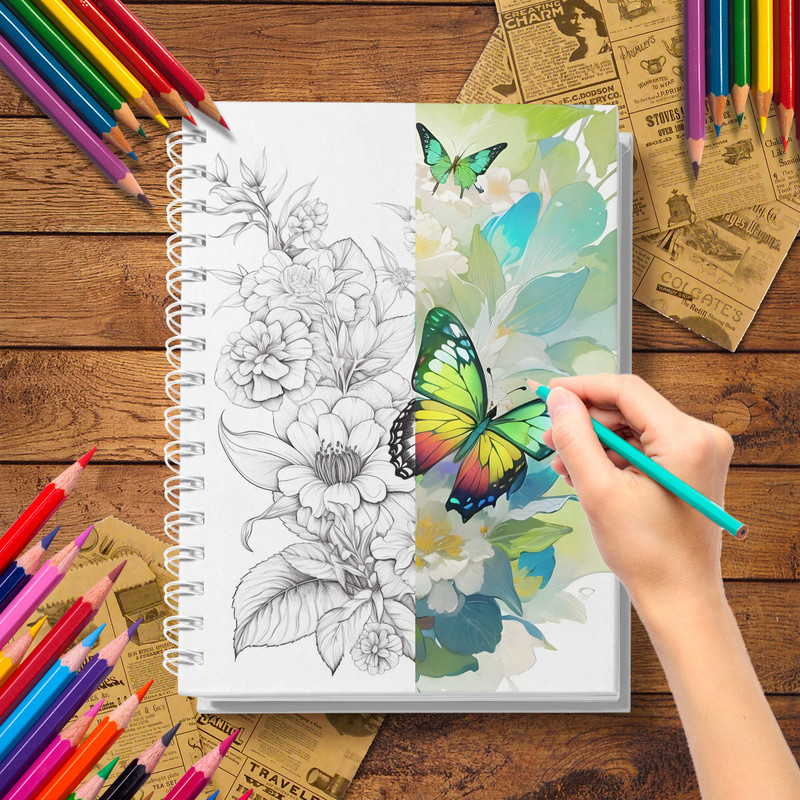 Butterfly Theme Adult Coloring Book, with Thick Paper Quality, A Warm Hearted Gift for Relaxation