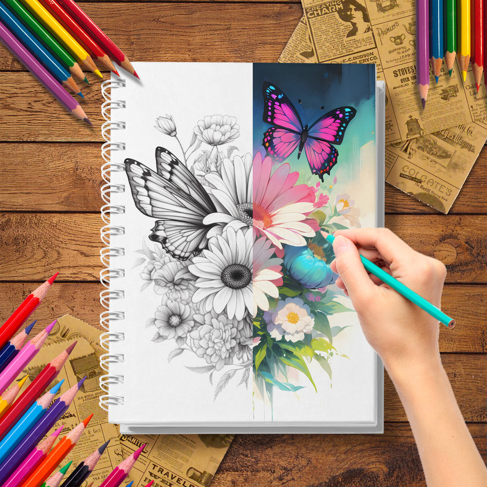 Butterfly Adult Coloring Book, with Thickened Paper, a Creative and Healing Gift for Friends