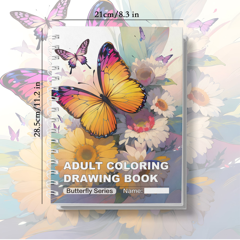 Butterfly Adult Coloring Book, with Thickened Paper, a Creative and Healing Gift for Friends