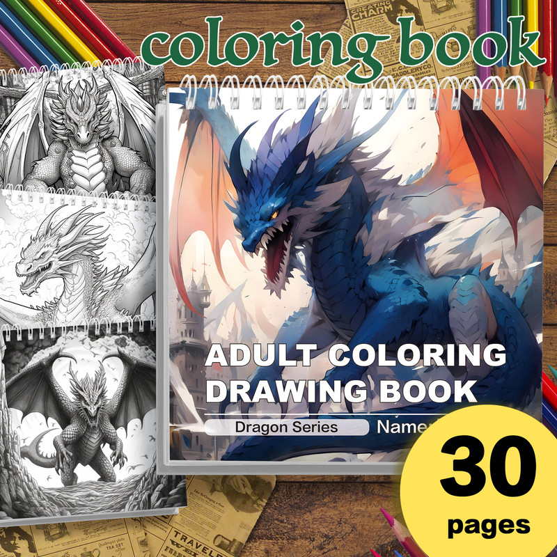 Mythical Creatures Coloring Book for Adults, Featuring Dragons, An Ideal Gift for Stress Relief