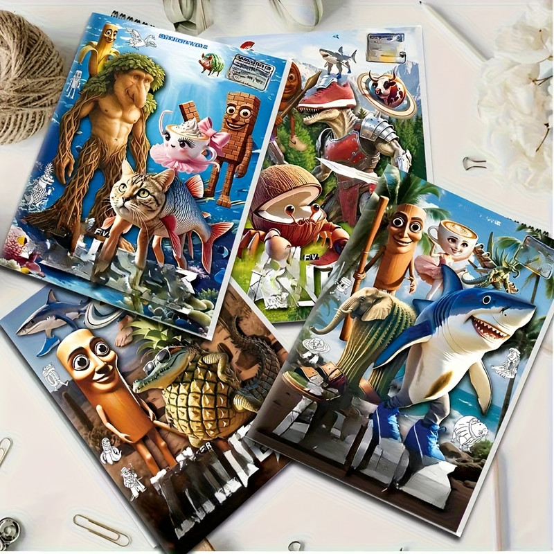 Brainrot Animals Coloring Book Set, Full Illustrated Line Collection, Tracing Book
