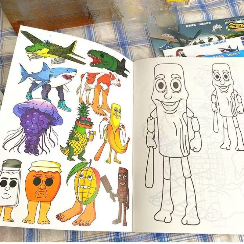 Brainrot Animals Coloring Book Set, Full Illustrated Line Collection, Tracing Book