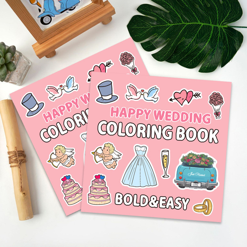 Happy Wedding Coloring Book, A Creative Gift for Adults and Teens, For Stress Relief and Fun