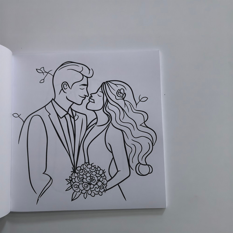 Happy Wedding Coloring Book, A Creative Gift for Adults and Teens, For Stress Relief and Fun