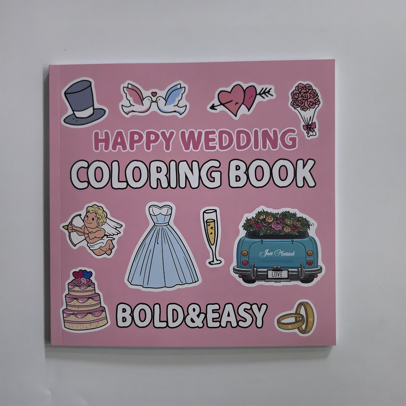 Happy Wedding Coloring Book, A Creative Gift for Adults and Teens, For Stress Relief and Fun