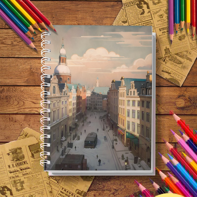 Architectural Street Scene Adult Coloring Book, Thick Paper, A Gift of Taste and Thought