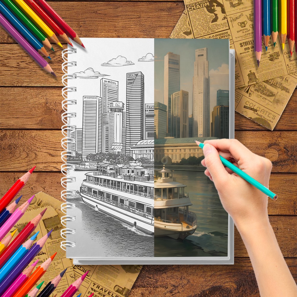 Architectural Street Scene Adult Coloring Book, Thick Paper, A Gift of Taste and Thought