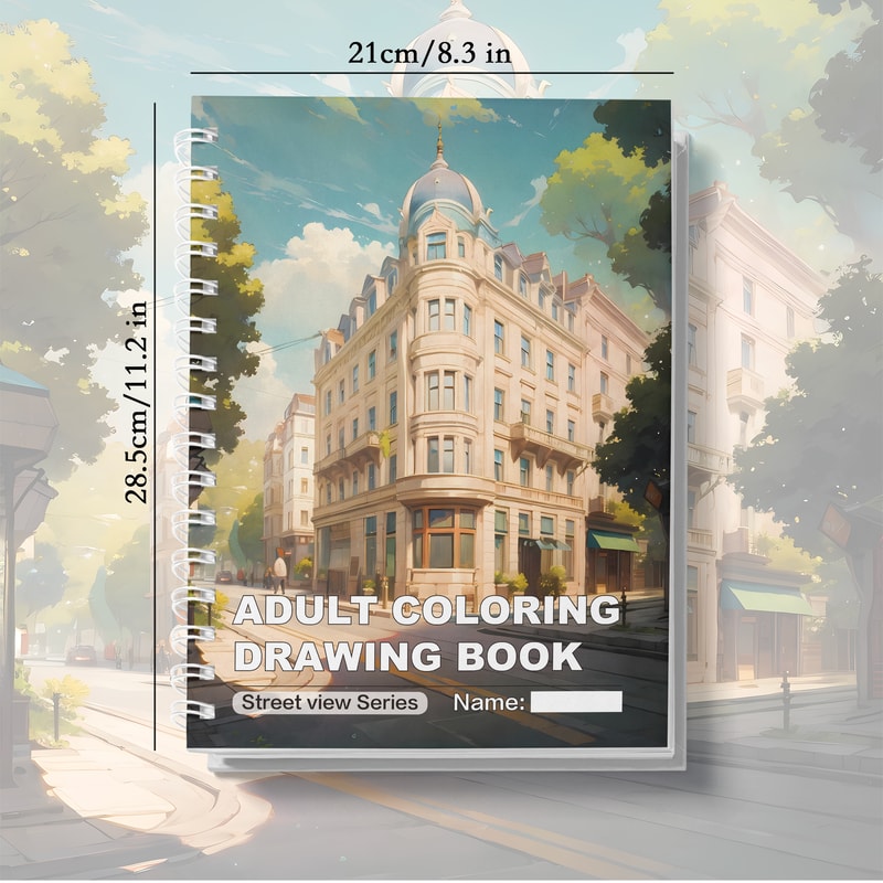 Architectural Street Scene Adult Coloring Book, Thick Paper, A Gift of Taste and Thought