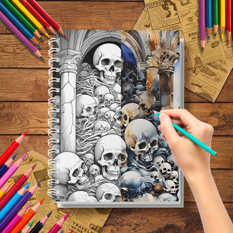 Creative Skull Adult Coloring Book, Premium Heavy Paper, Unique Creative Gift Choice