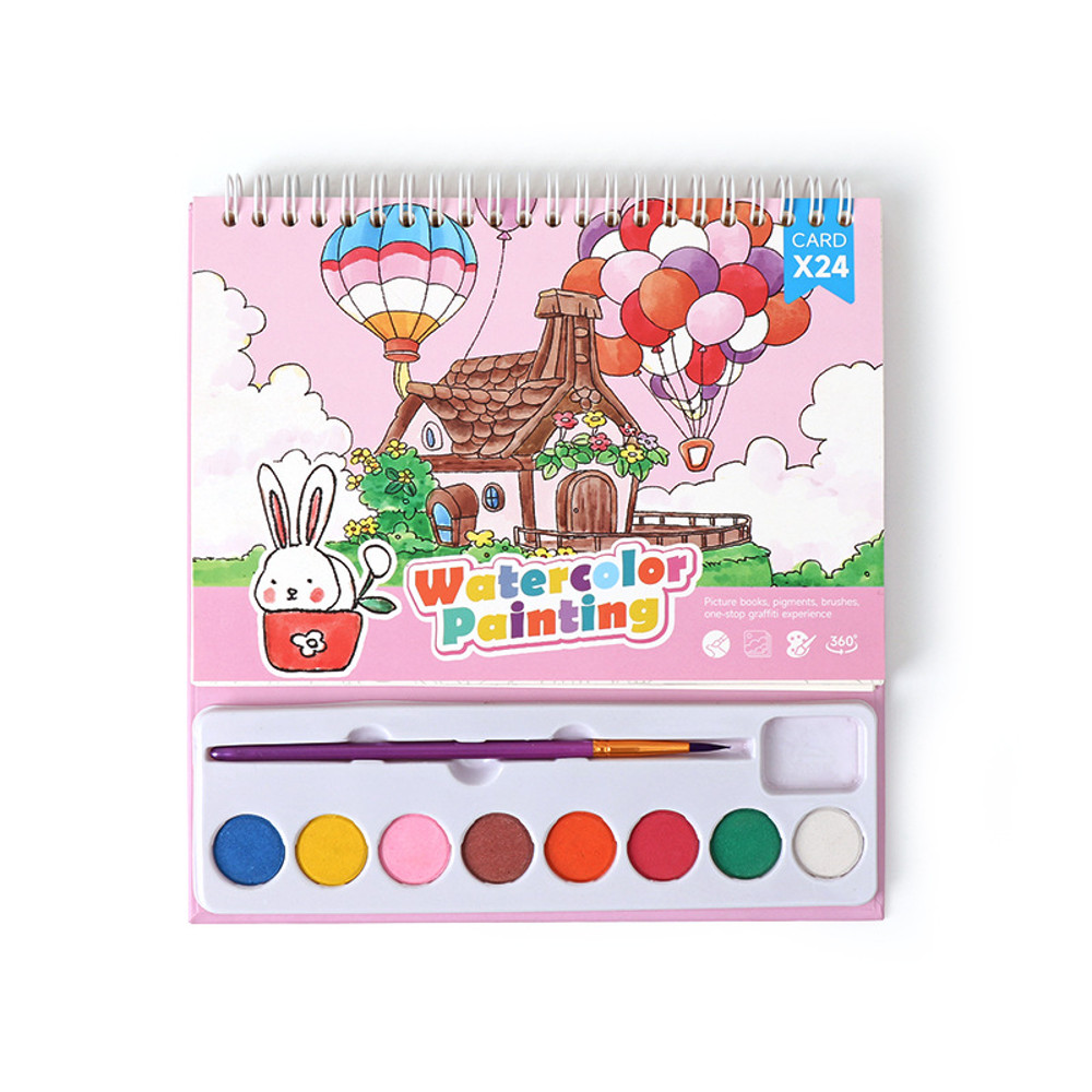 Childrens Art Watercolor Drawing Book Cartoon Watercolor Painting Set Coloring Book 4