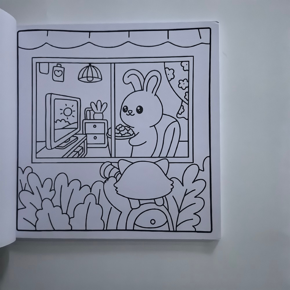 Stress Relieving Coloring Books for Adults, Teens, with Calming Scenes, Cute Animal Characters Drawing Book