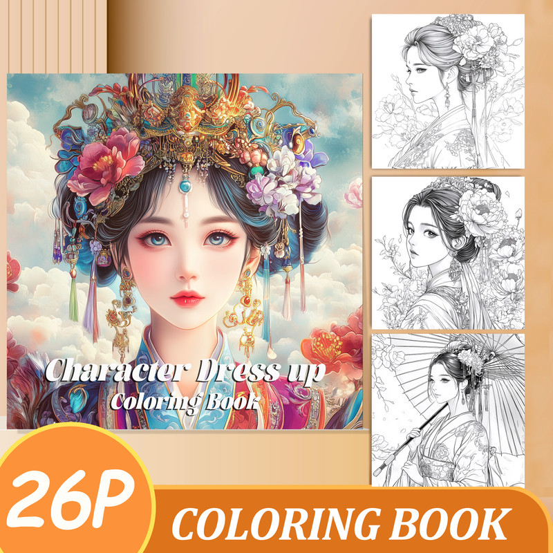 Creative Gift for Girls, Character Dress UP Coloring Book, Children Graffiti Painting Art Activity