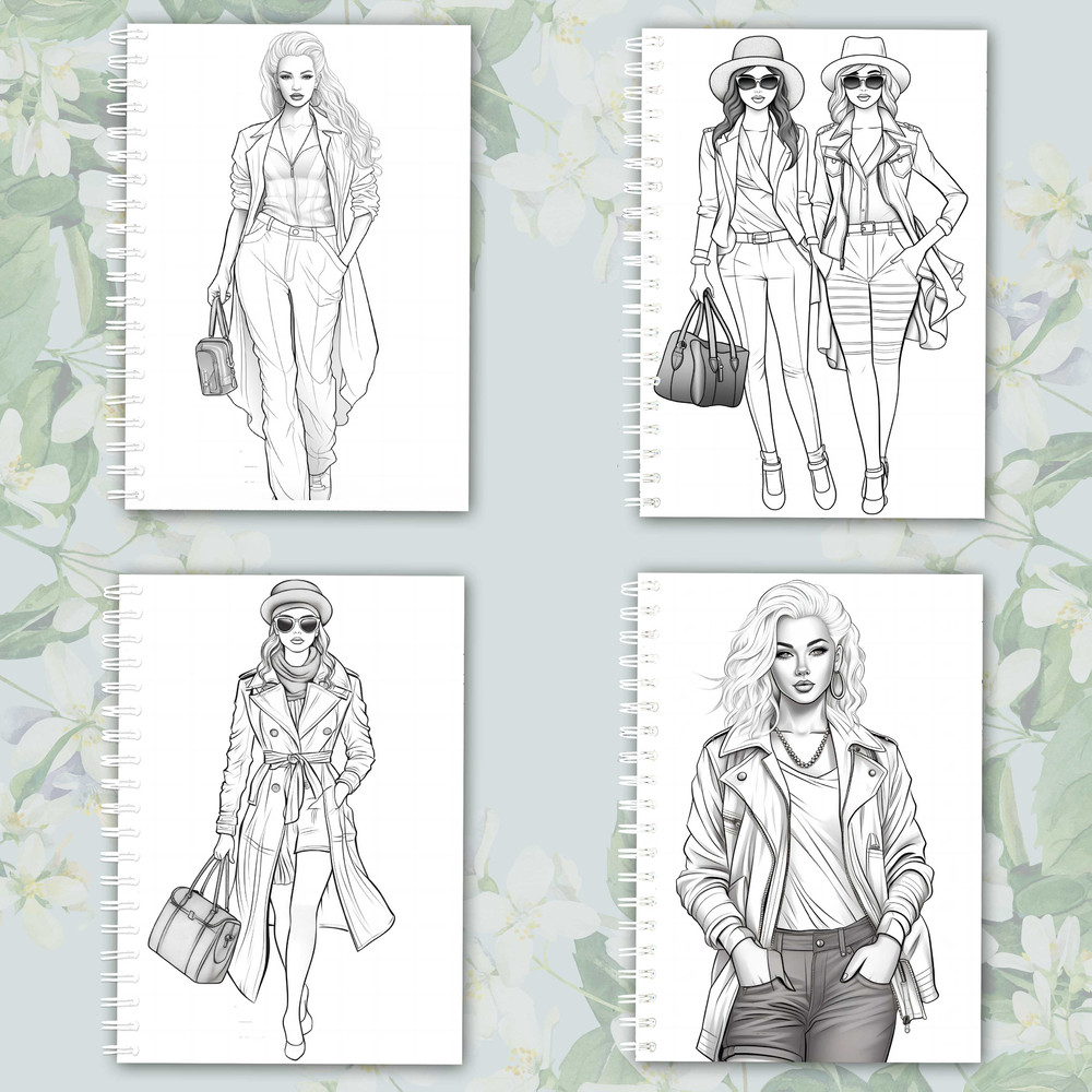 Adult Coloring Book, Female Fashion Designs