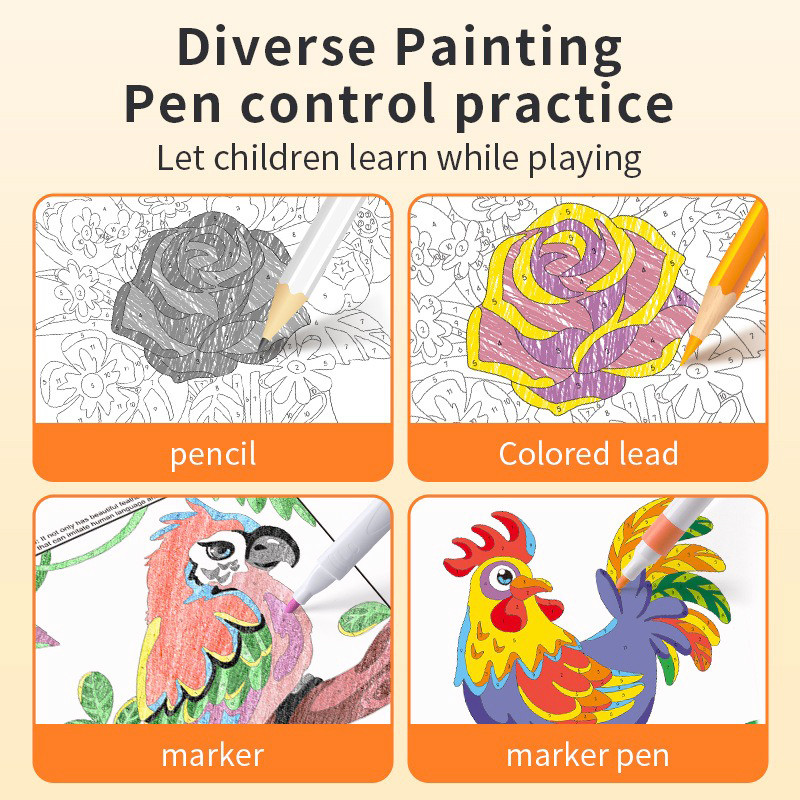 Fun Coloring Book for Beginners, Sketching and Graffiti Activities to Draw Animals, Flowers, and Castles for Children