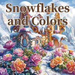 winter wonderland adult coloring book, snow themed designs for color practice, colored pencils art