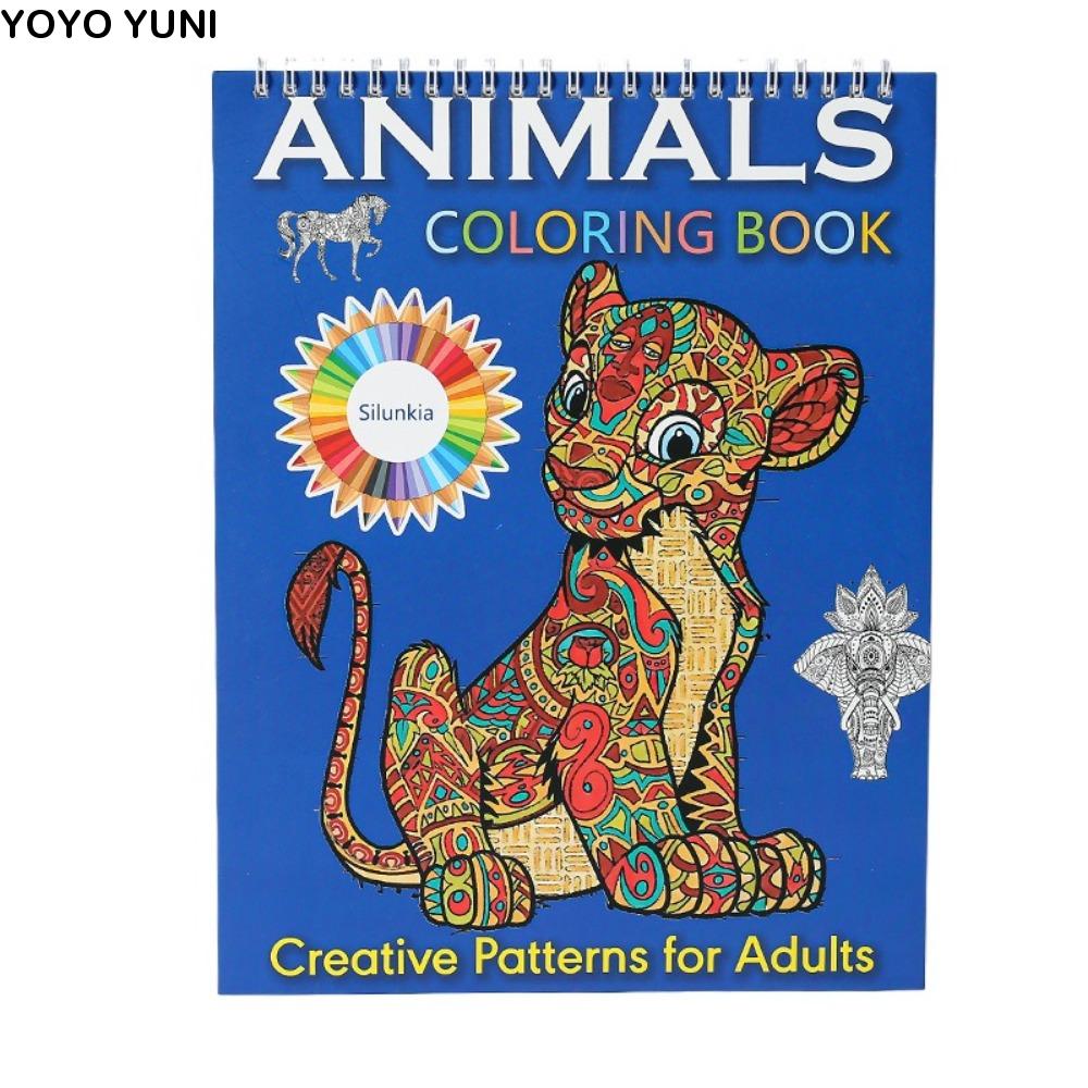 Spiral Binding Kids Coloring Book Single Side Mandala Animal And Butterfly Designs Removable Pages  0
