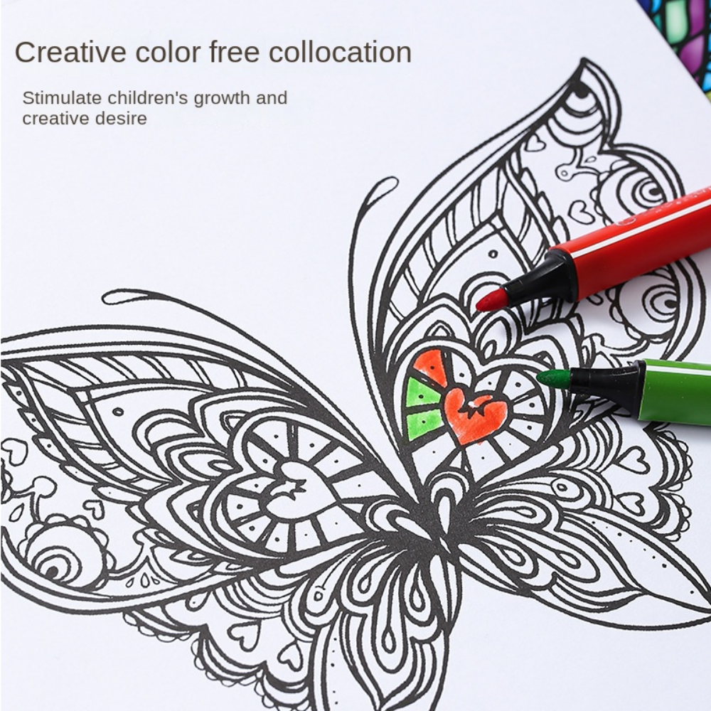 Spiral Binding Kids Coloring Book Single Side Mandala Animal And Butterfly Designs Removable Pages  1