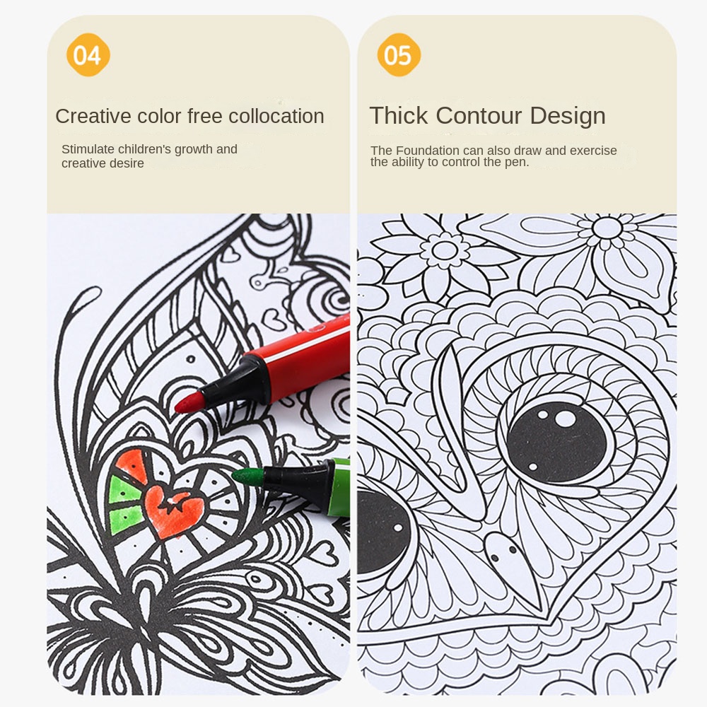 Spiral Binding Kids Coloring Book Single Side Mandala Animal And Butterfly Designs Removable Pages  4