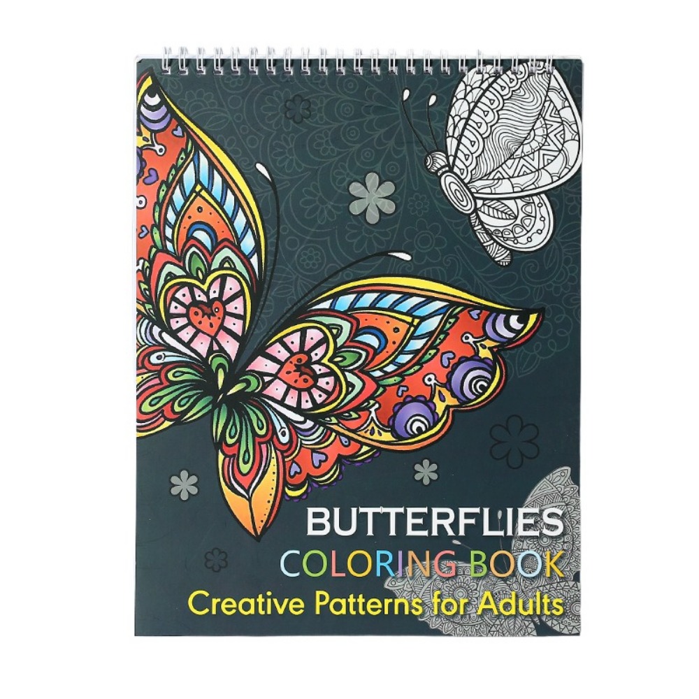Spiral Binding Kids Coloring Book Single Side Mandala Animal And Butterfly Designs Removable Pages  7