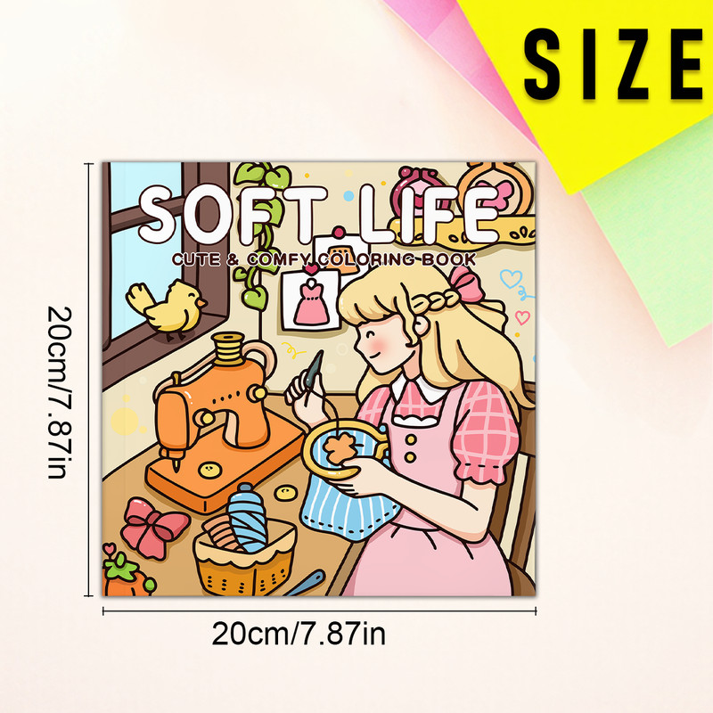 Soft Life Cute & Comfy Coloring Book for Adults, Cute Cartoon Patterns, Perfect Painting Gift for Party and Birthday