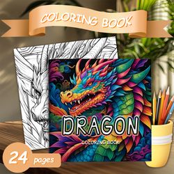dragon colouring book, different patterns for relax art, a perfect parent child interactive gift