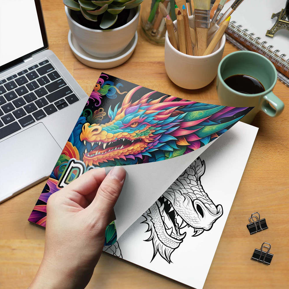 Dragon Colouring Book, Different Patterns for Relax Art, A Perfect Parent Child Interactive Gift