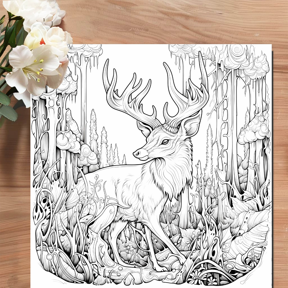 Psychedelic Forest Coloring Book for Adults, Teens, Cute Drawing Book, Perfect Gift for Party and Birthday