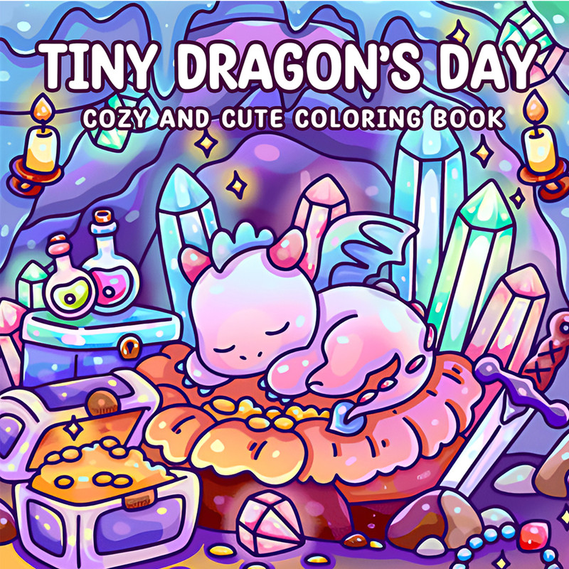 Tiny Dragons Day Coloring Book, Cosy and Cute designs for Adults, Relieve Stress, Kill Time, DIY Painting