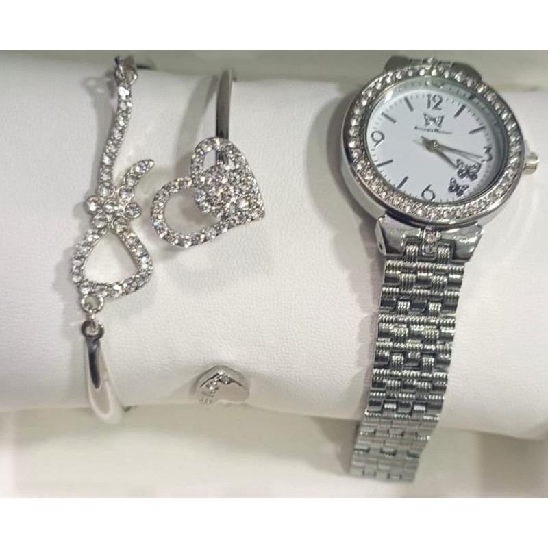Womens Silver Chain Strap Watch With Barecelate 0