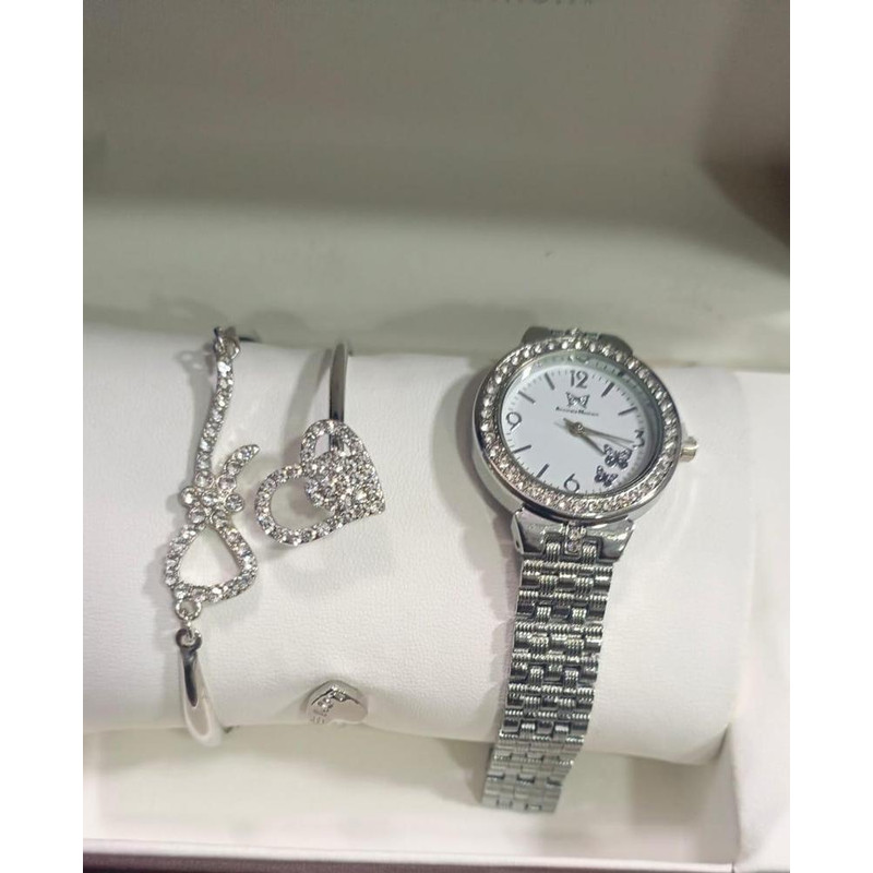 Womens Silver Chain Strap Watch With Barecelate 4