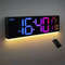 Large LED Digital Wall Clock 16 Inches Big Display With Remote 8 RGB Colors Alarm Temperature 2